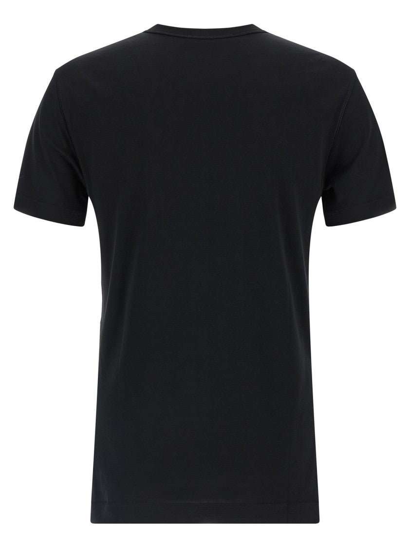 Dolce & Gabbana Black Cotton T-Shirt With Leather Patch