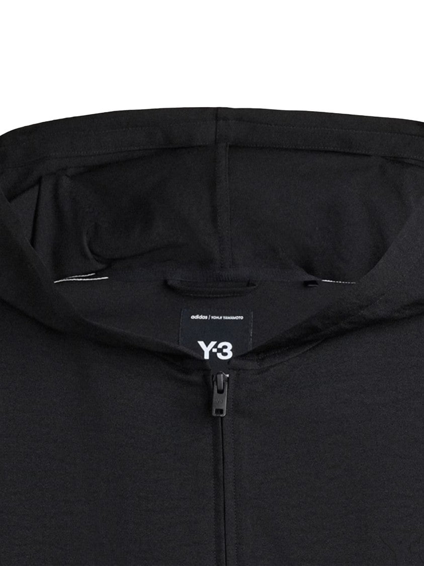 Y-3 Cropped Hooded Sweater With Contrasting Stripes