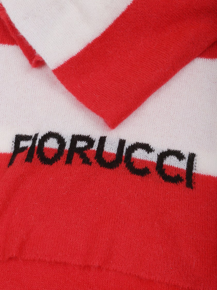 Fiorucci Red Striped Logo Alpaca Scarf