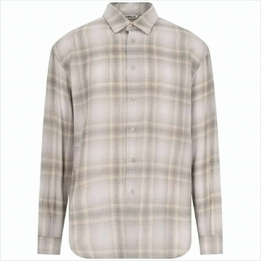 Auralee Plaid Wool Long-Sleeve Shirt