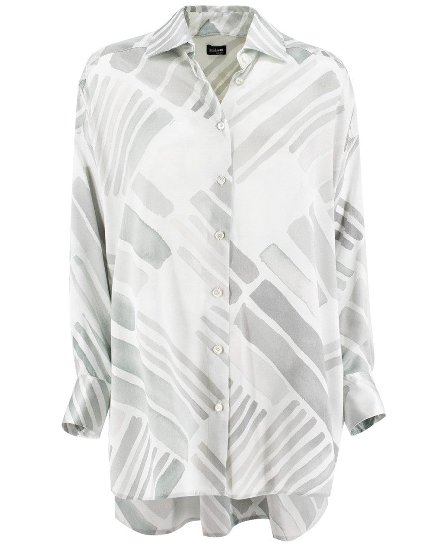 Kiton Stylish Silk Shirt In Grey And Azure