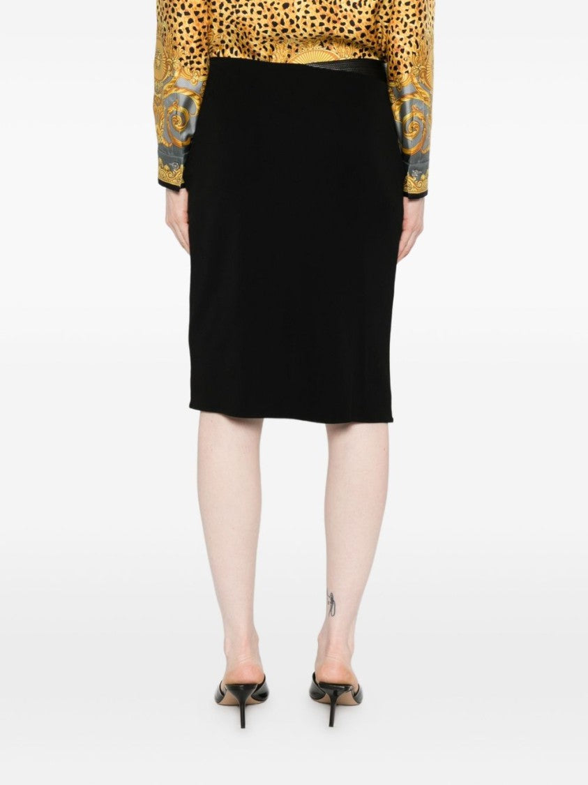 Versace Asymmetrical Draped Black Jersey Skirt