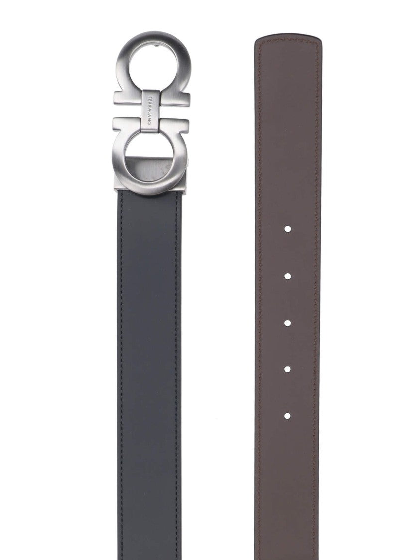 Ferragamo "Gancini" Reversible Belt Blue
