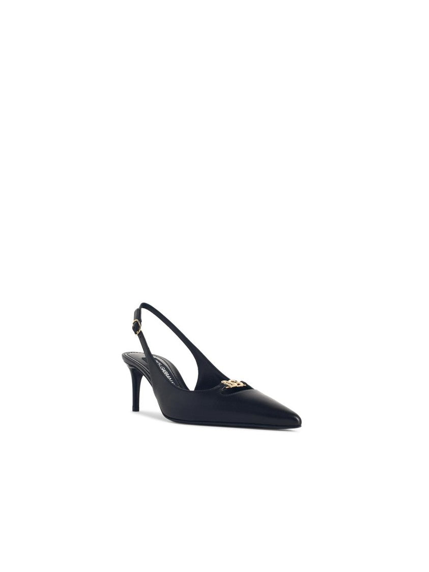 Dolce & Gabbana Black Leather Slingbacks