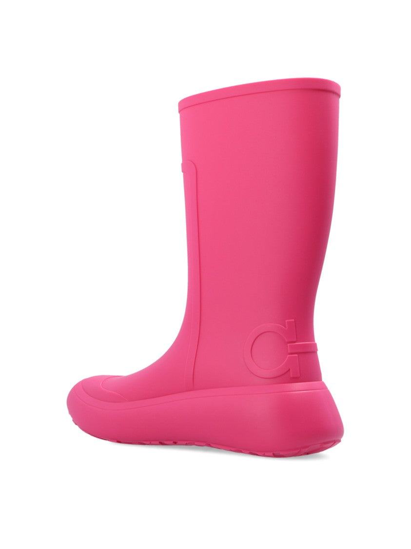 Ferragamo Rainboot Gancini Logo Ankle Boots