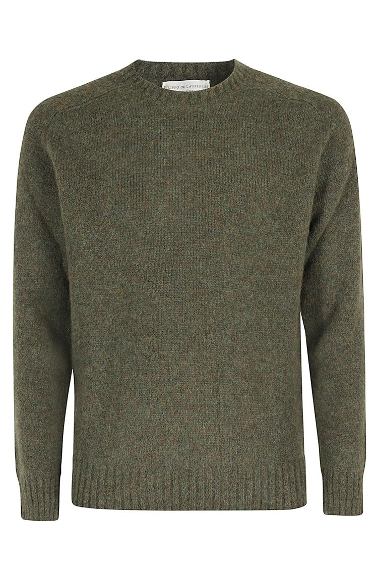Filippo De Laurentis Textured Crew Neck Sweater With Ribbed Hem