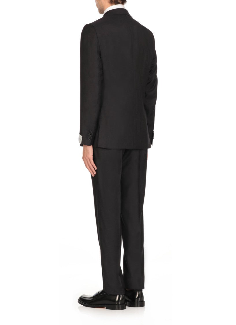 Caruso Dark Blue Caruso Wool Suit