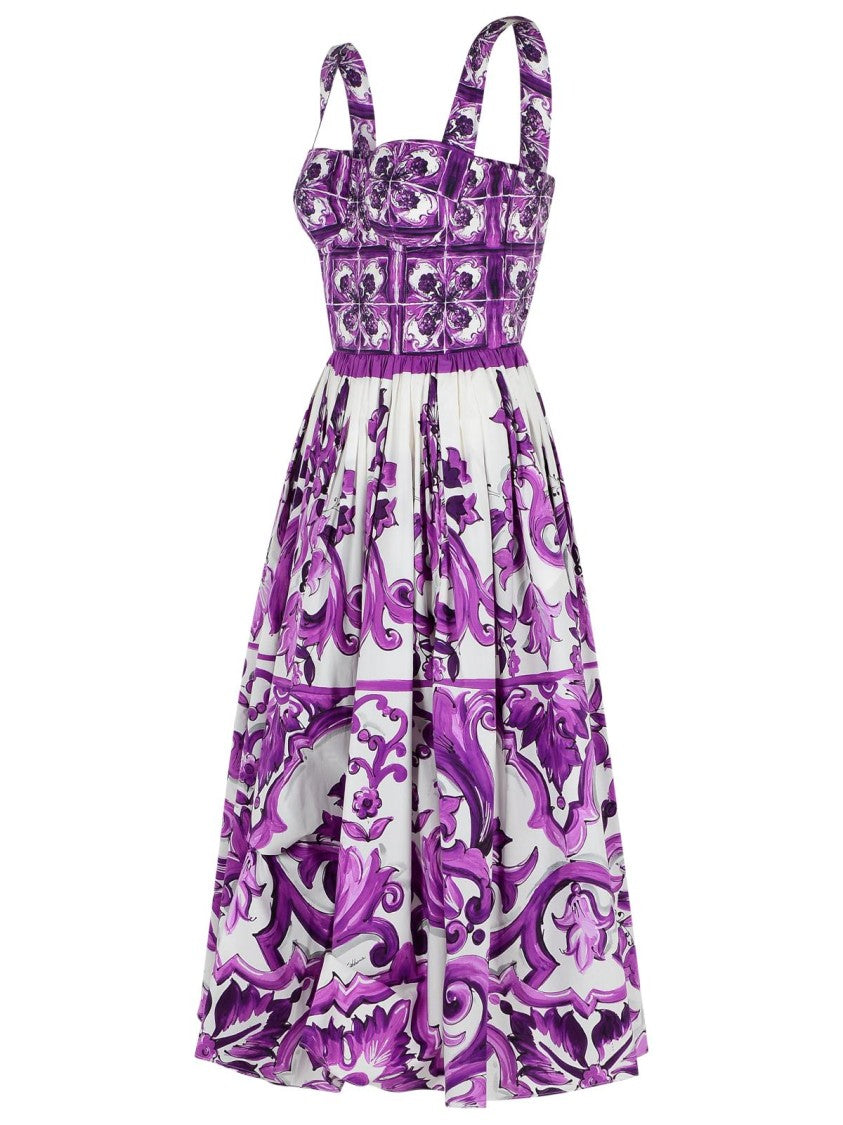 Dolce & Gabbana Majolica Dress In Cotton Poplin