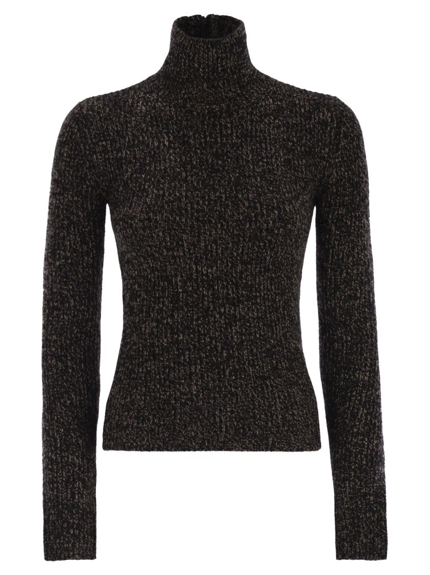 Max Mara Azulene1234 - Wool And Cashmere Mouliné Turtleneck Jumper