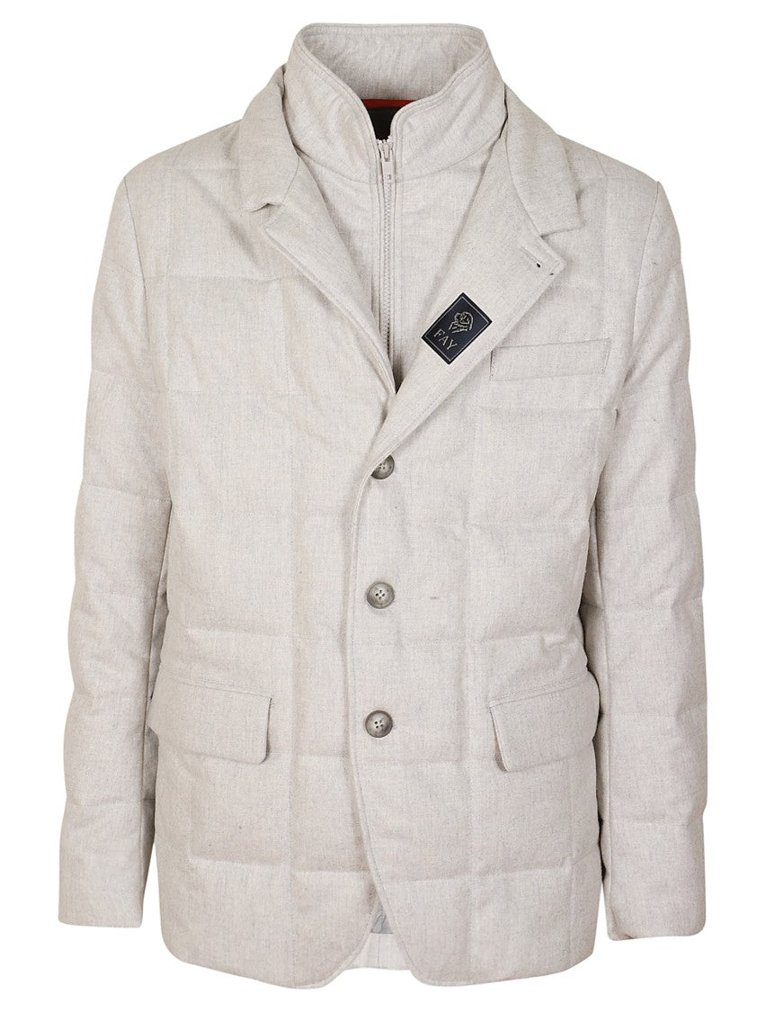 Fay Tailored Quilted Jacket With Classic Lapel Collar