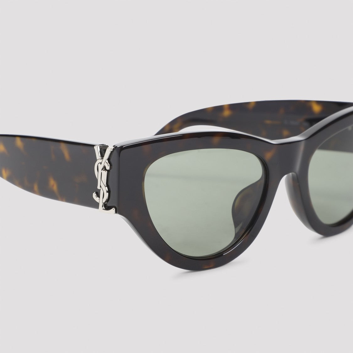 Saint Laurent Cat-Eye Tortoiseshell Sunglasses With Silver Logo Detail
