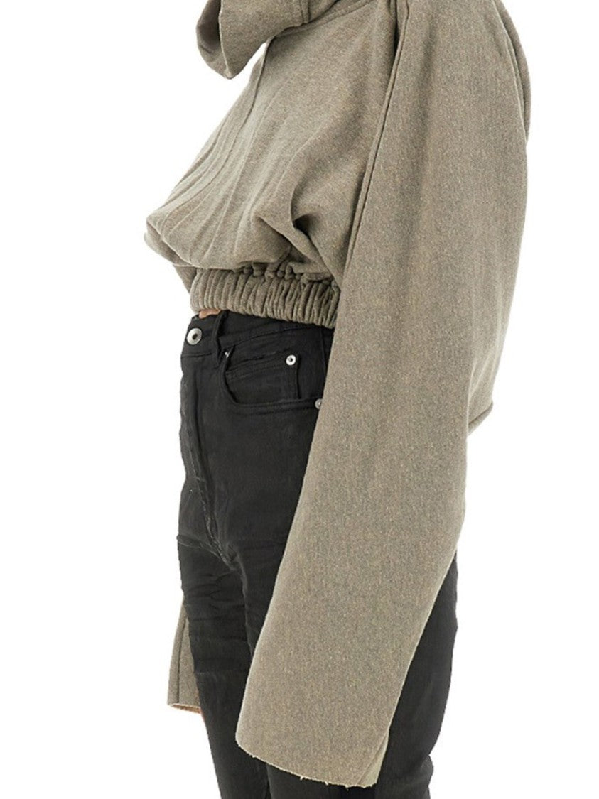 Drkshdw By Rick Owens Cropped Hooded Tunic Sweatshirt