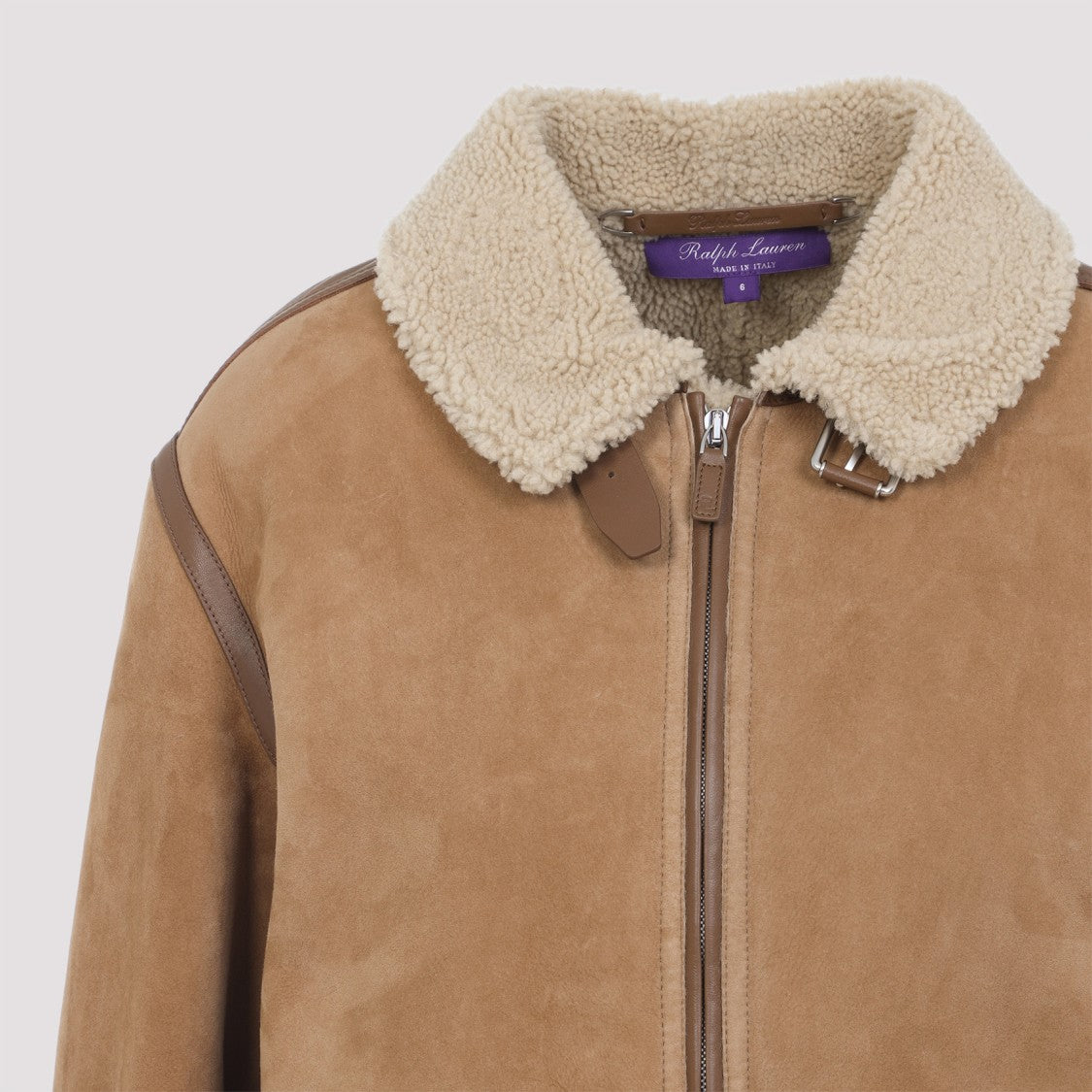 Polo Ralph Lauren Shearling-Lined Suede Coat With Plush Collar