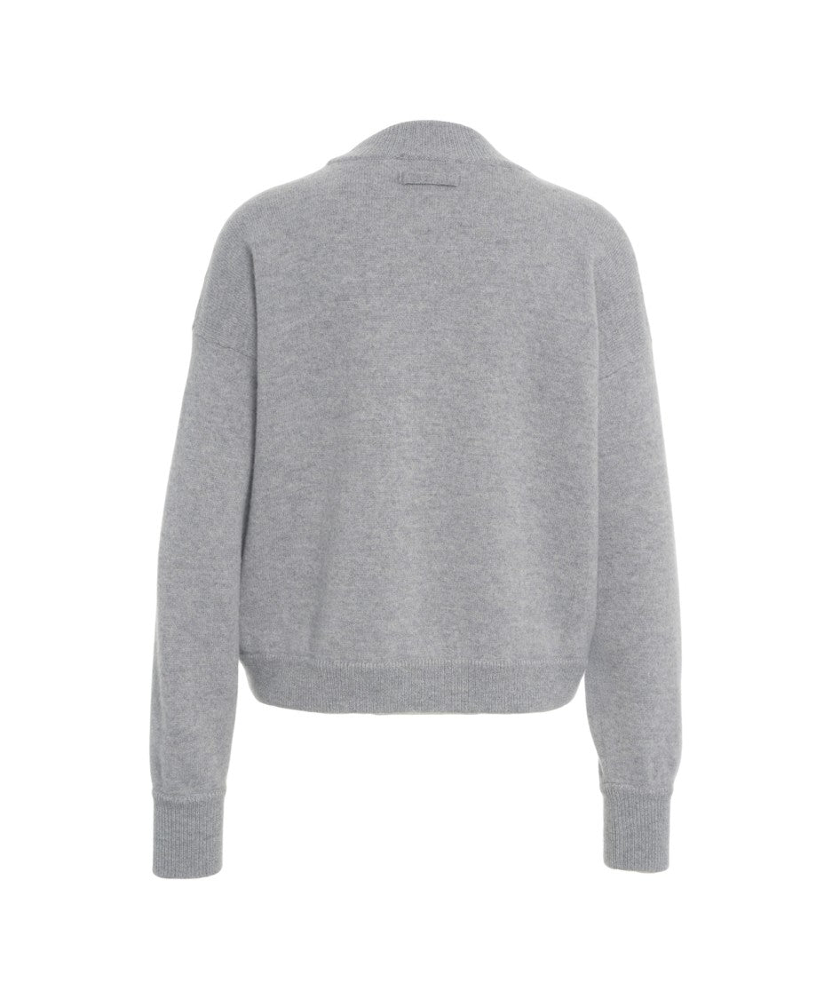 Solotre High Collar Knit Sweater With Ribbed Details