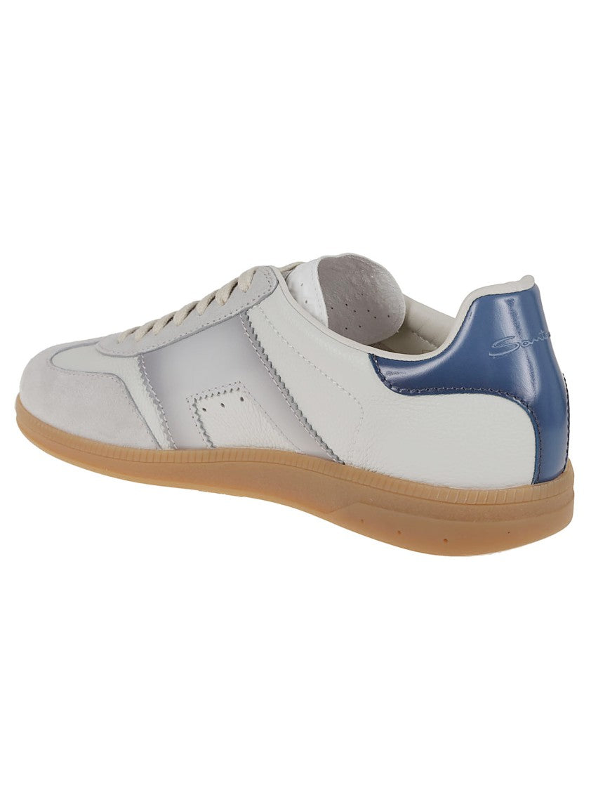 Santoni Leather Sneakers With Smooth And Suede Finish