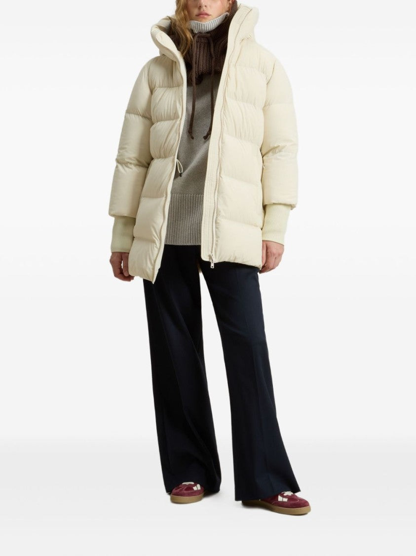Woolrich Padded Beige Jacket With High Collar