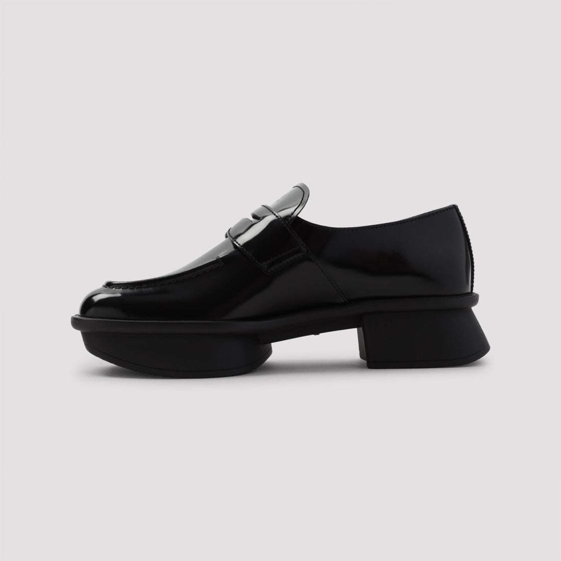Prada Black Calf Leather Loafers With Chunky Heel