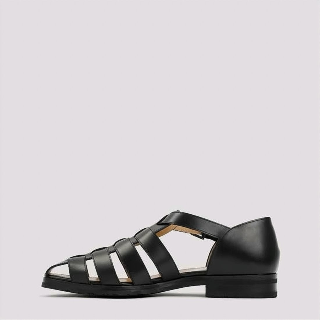 Paraboot Men's Black Leather Dom Sandal With Closed Heel