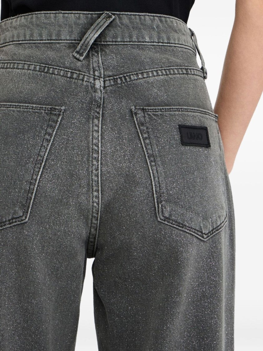 Liu Jo High Waist Black Jeans With Rolled Cuffs