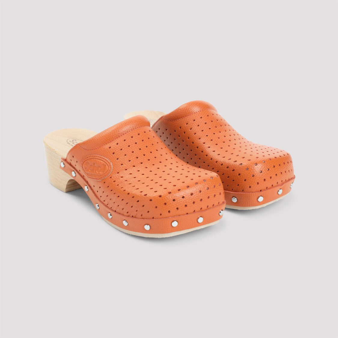 Balenciaga Pastel Orange Calf Leather Scholl Clog Mule