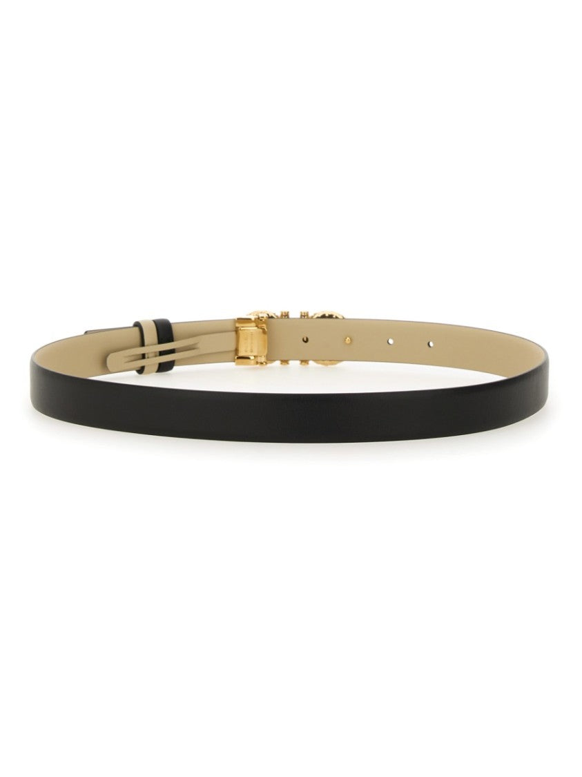 Ferragamo Belt With Ornate Gold Buckle