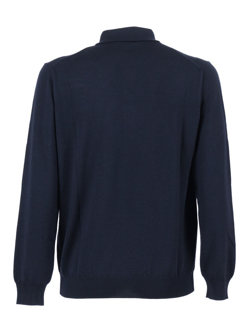 Kangra Cashmere Button Placket Long-Sleeve Wool Polo Shirt