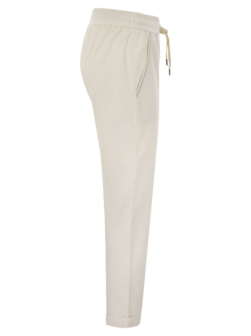 Brunello Cucinelli Track Trousers In Lightweight Stretch Cotton Fleece