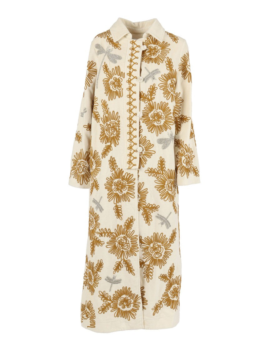 Forte Forte Velvet Coat With "Voila' Une Fleur" Embroidery