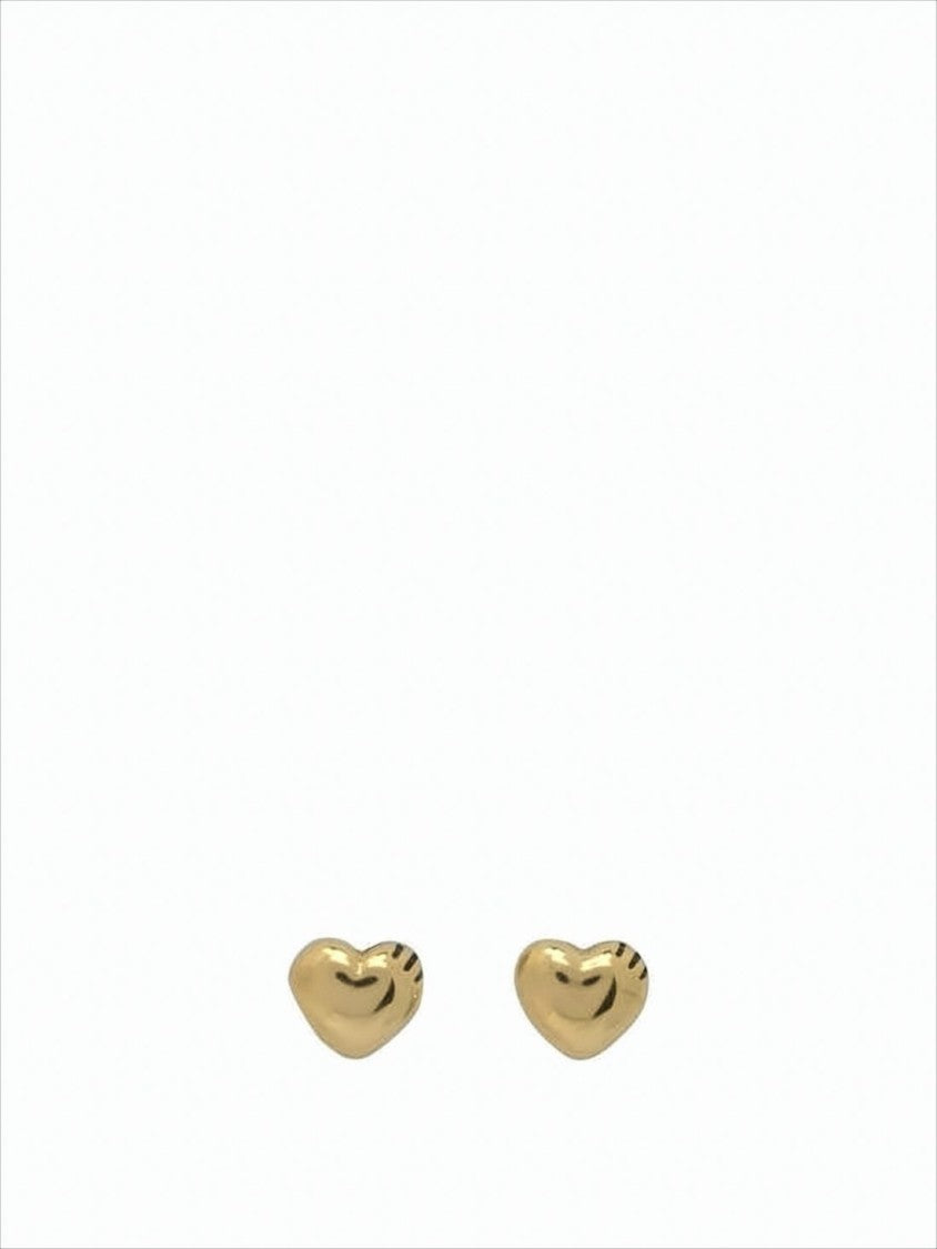 Humanmade Heart-Shaped Silver Stud Earrings With Polished Finish