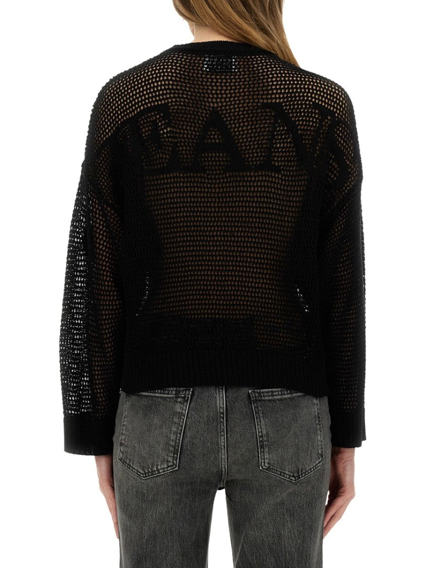 Moschino Mesh Knit Top With Logo
