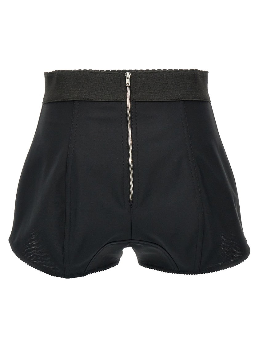 Dolce & Gabbana High-Waisted Satin Culottes With Marquisette Detailing