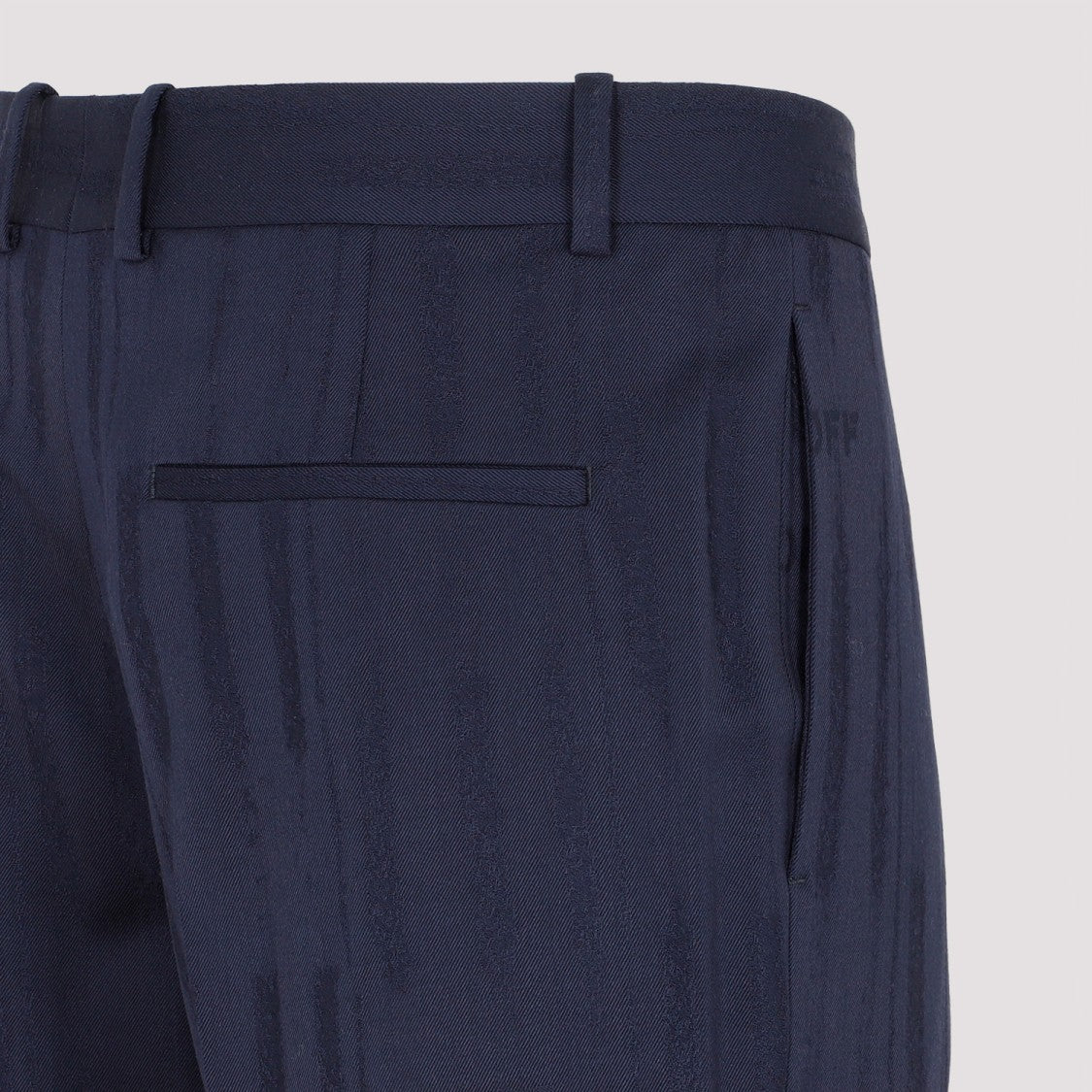 Off-White Blue Sierra Leone Virgin Wool Shibori Jacquard Slim Pant