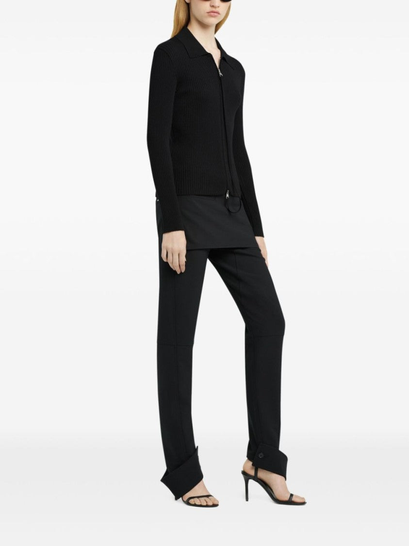 Courrèges Ribbed Knit Sweater With Two-Way Zip
