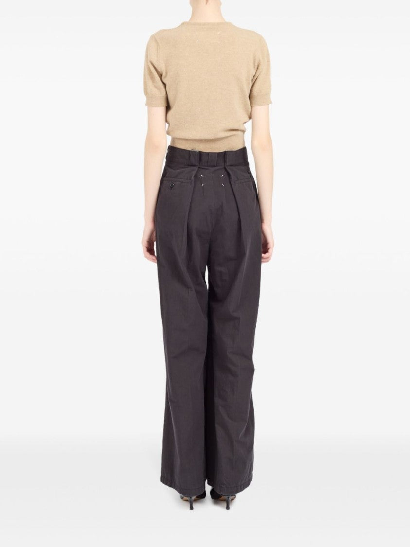 Maison Margiela Beige Knitted Wool Short-Sleeved Top