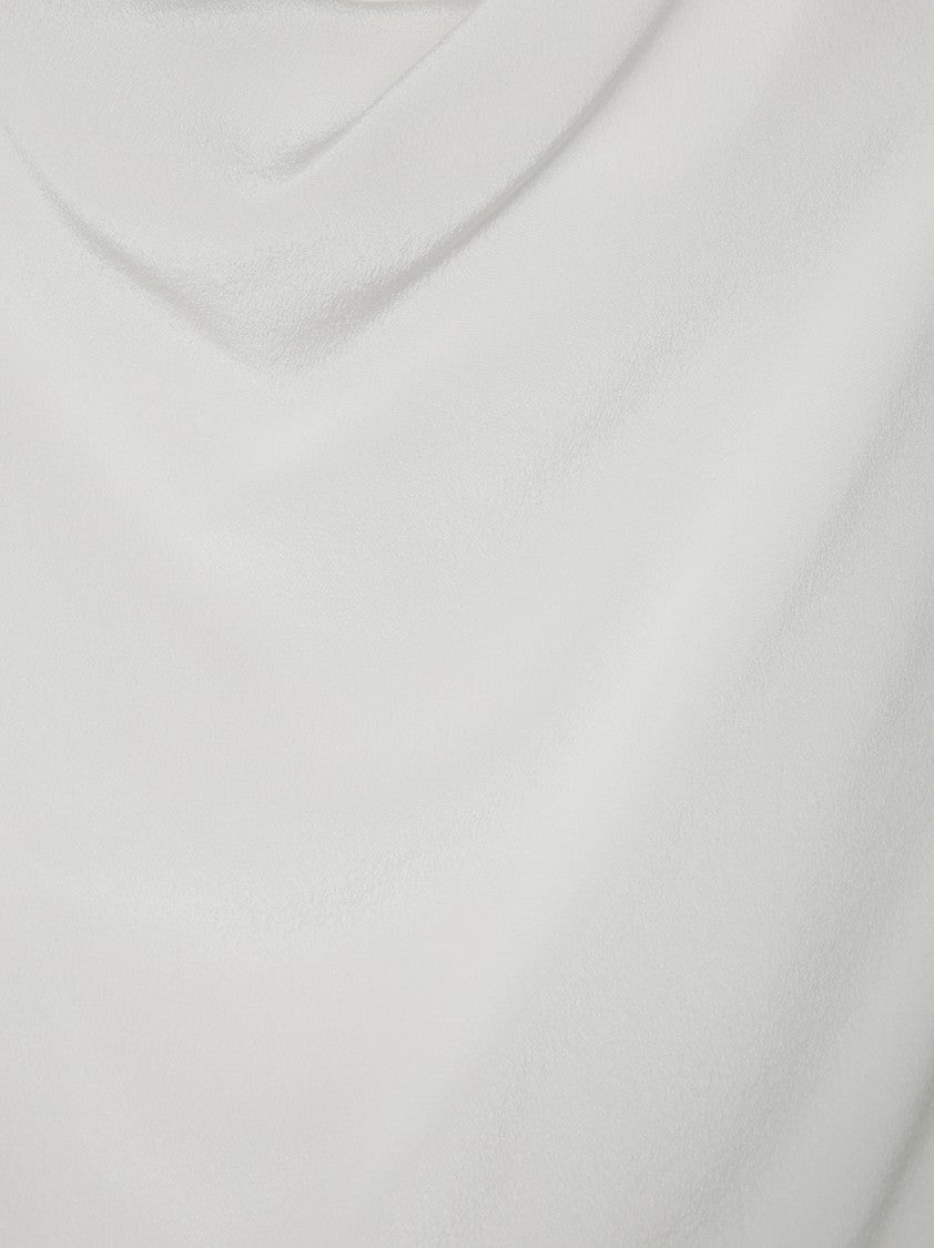 Parosh Sleeveless White Blouse With Draped Neckline