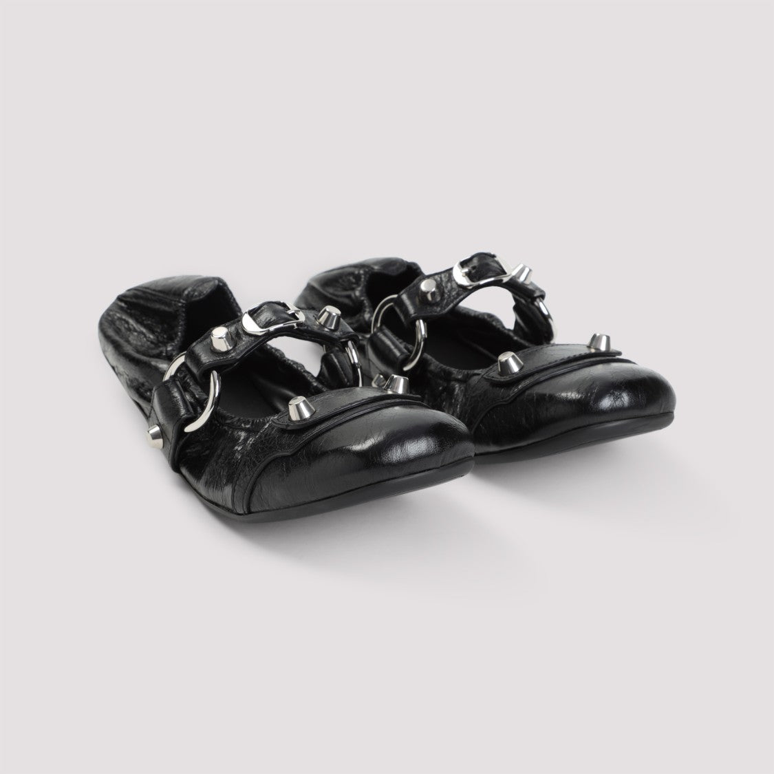 Balenciaga Black Lamb Leather Shoes With Striking Metallic Accents