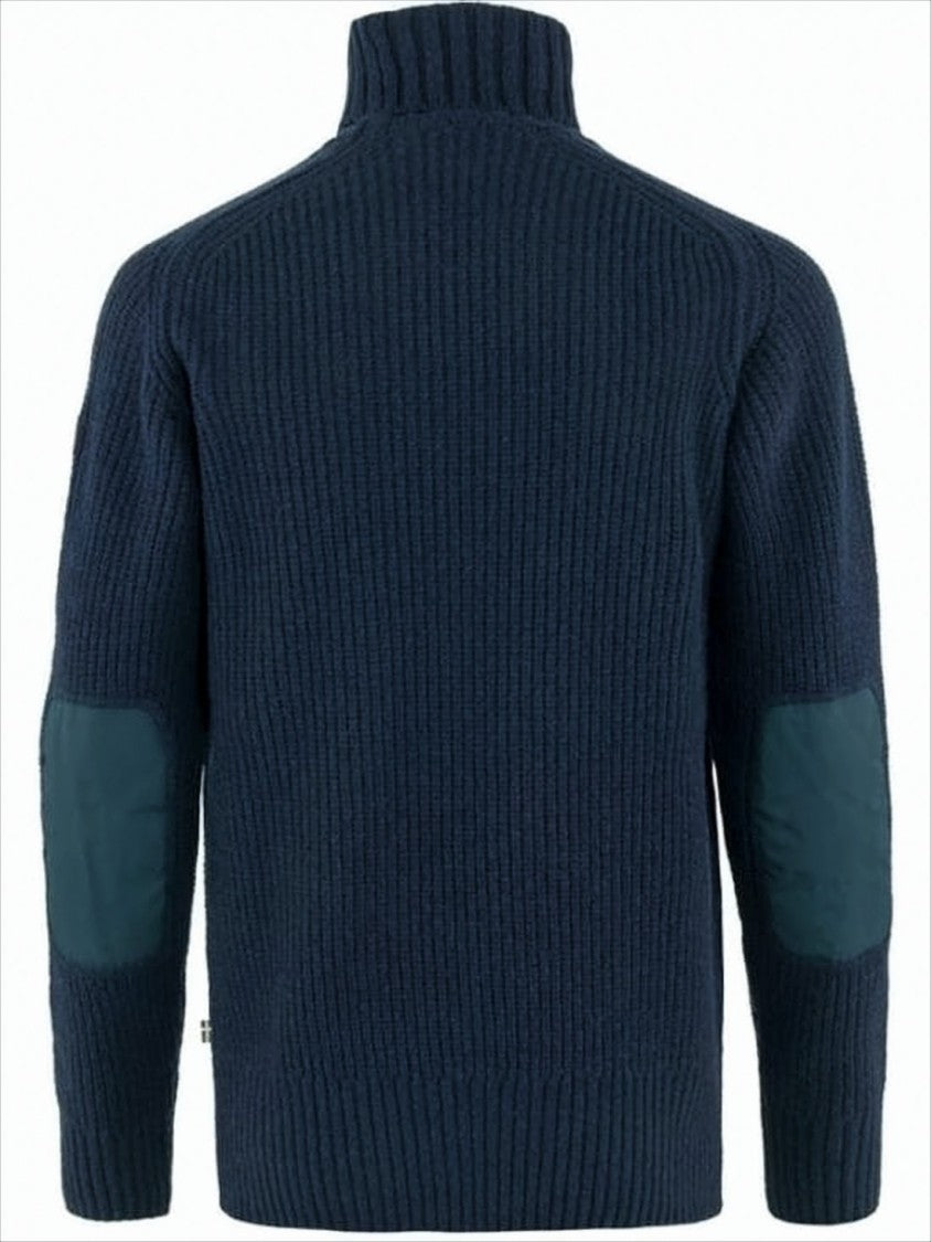 Fjallraven Kanken Ribbed Knit Turtleneck Sweater With Reinforced Elbow Patches