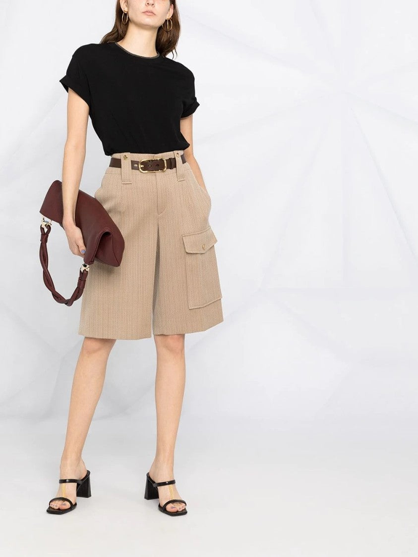 Brunello Cucinelli Short-Sleeved T-Shirt With Rolled Sleeves And Keyhole Detail