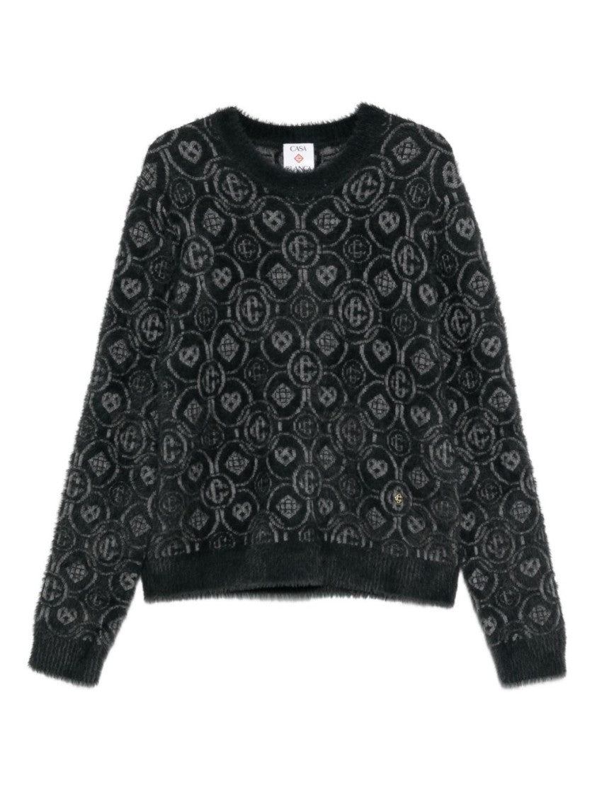 Casablanca Textured Gray Sweater With Fuzzy Pattern