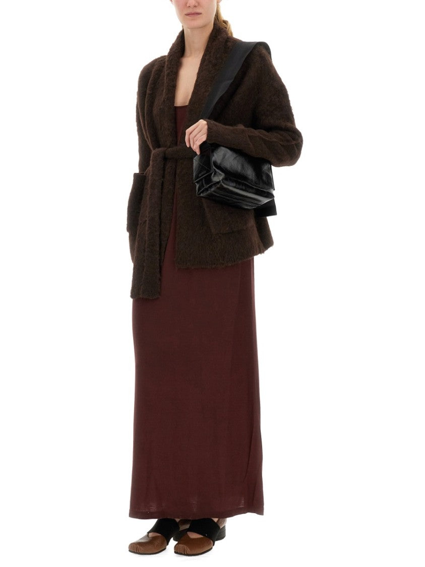 Uma Wang Plush Textured Wool Blend Cardigan With Shawl Collar