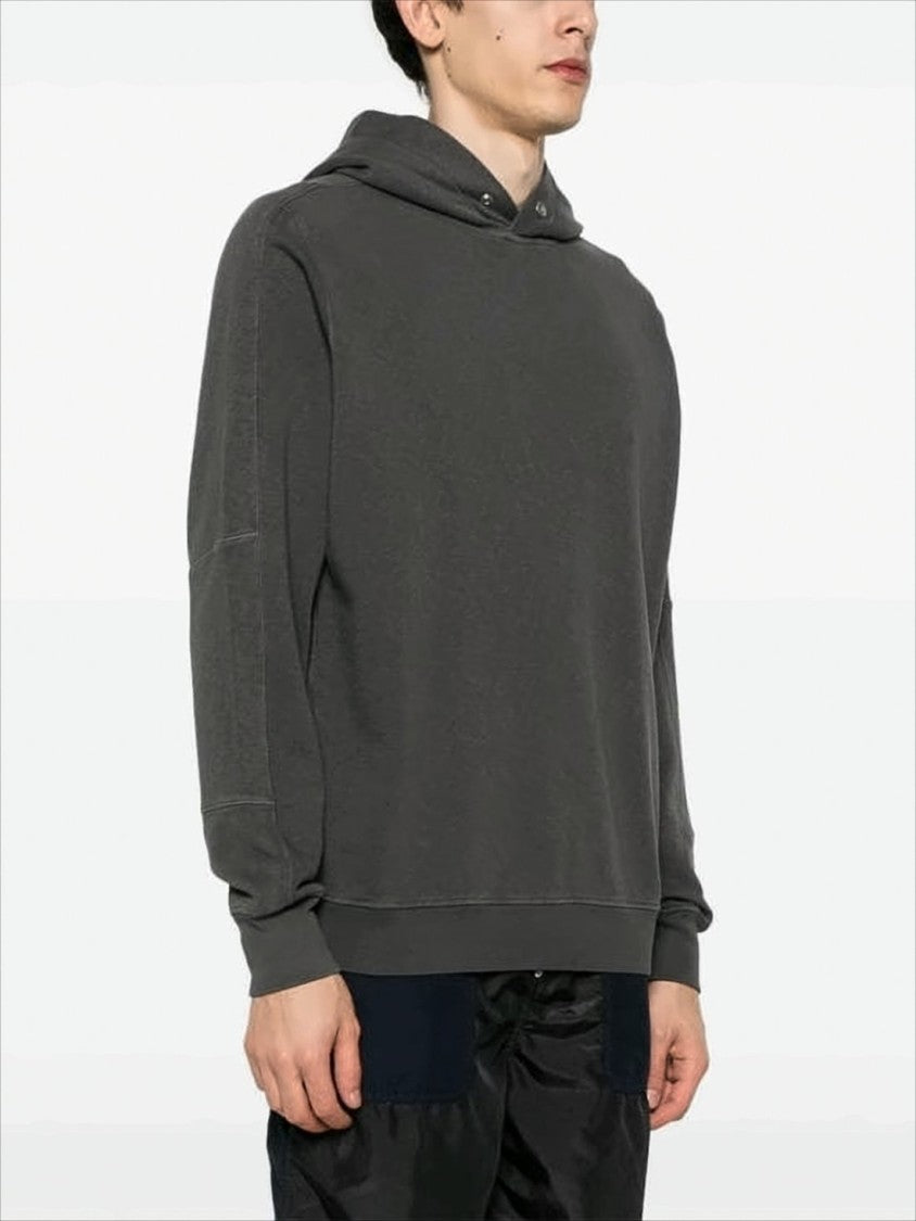 Stone Island Relaxed Fit Hooded Sweatshirt With Snap Button Details