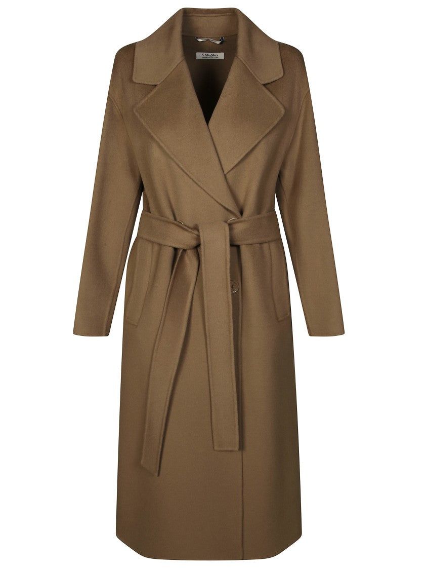 Max Mara Knee-Length Wrap Coat With Wide Lapel
