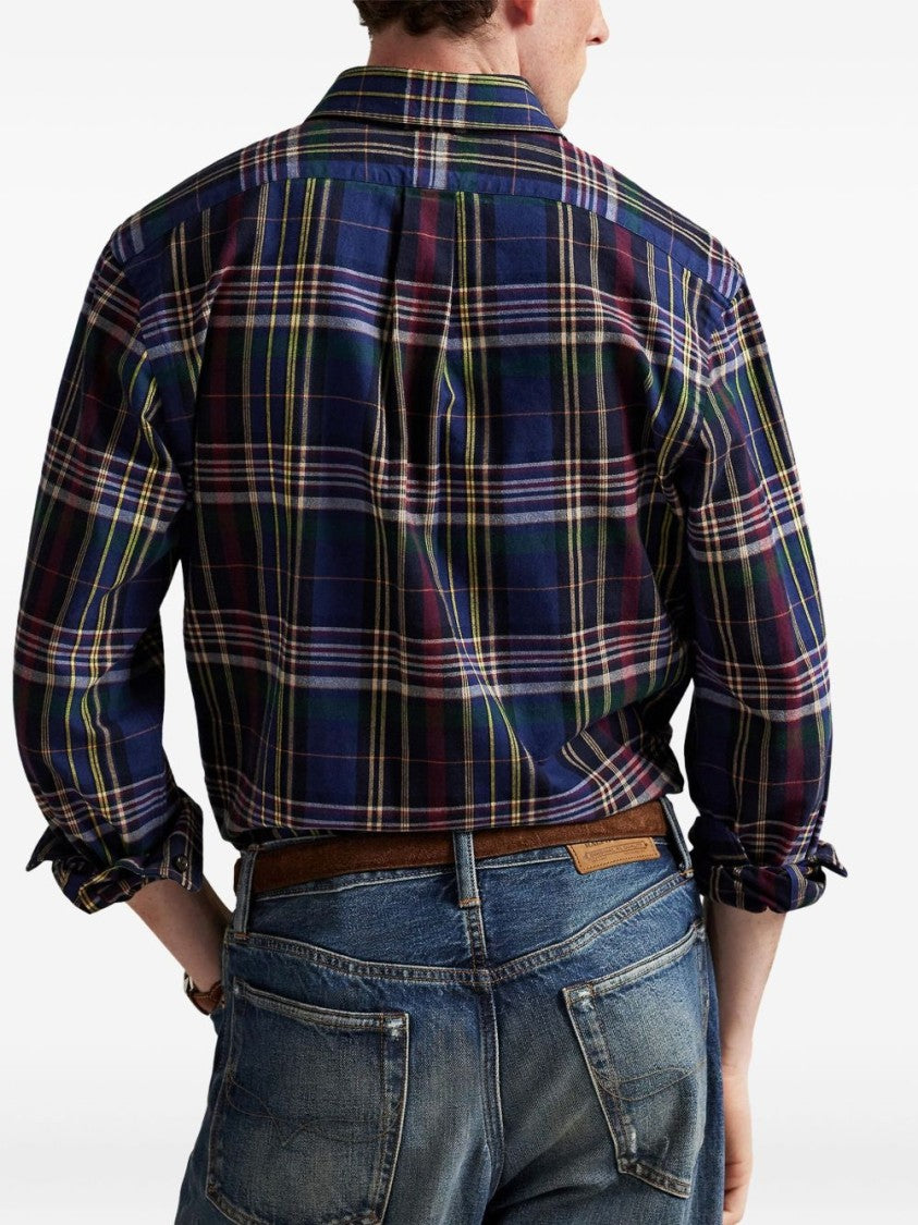 Polo Ralph Lauren Blue Plaid Button-Up Shirt With Traditional Collar