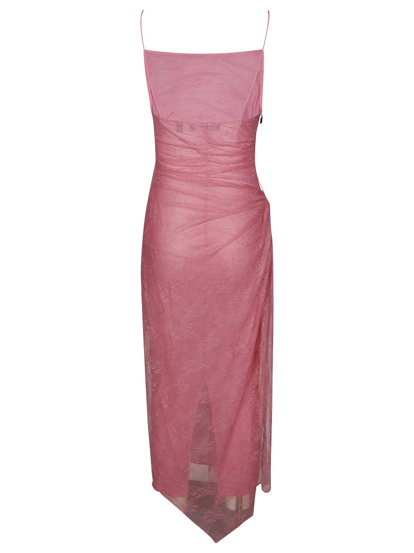 Rotate Draped Lace Overlay Mini Dress
