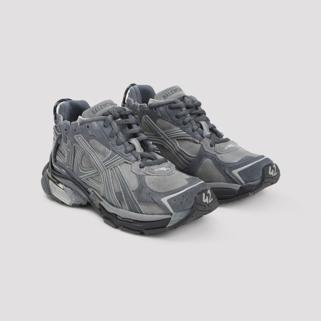 Balenciaga Layered Suede Sneakers With Sculpted Sole
