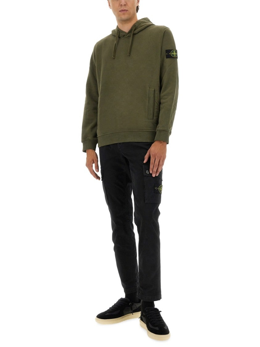 Stone Island Cotton Hoodie With Adjustable Drawstring
