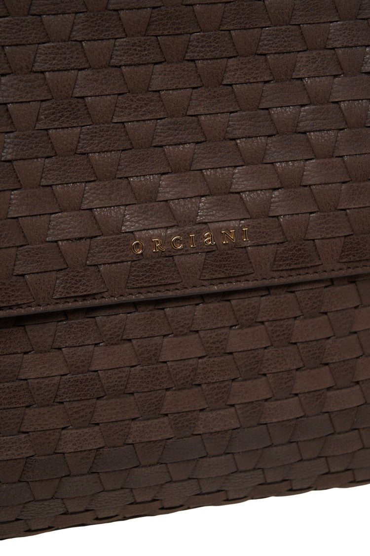 Orciani Woven Leather Structured Handbag With Versatile Carrying Options