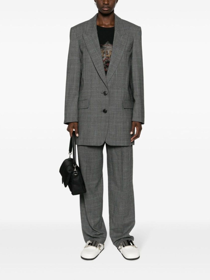 Isabel Marant Étoile Ash Grey Priska High-Waist Plaid Trousers