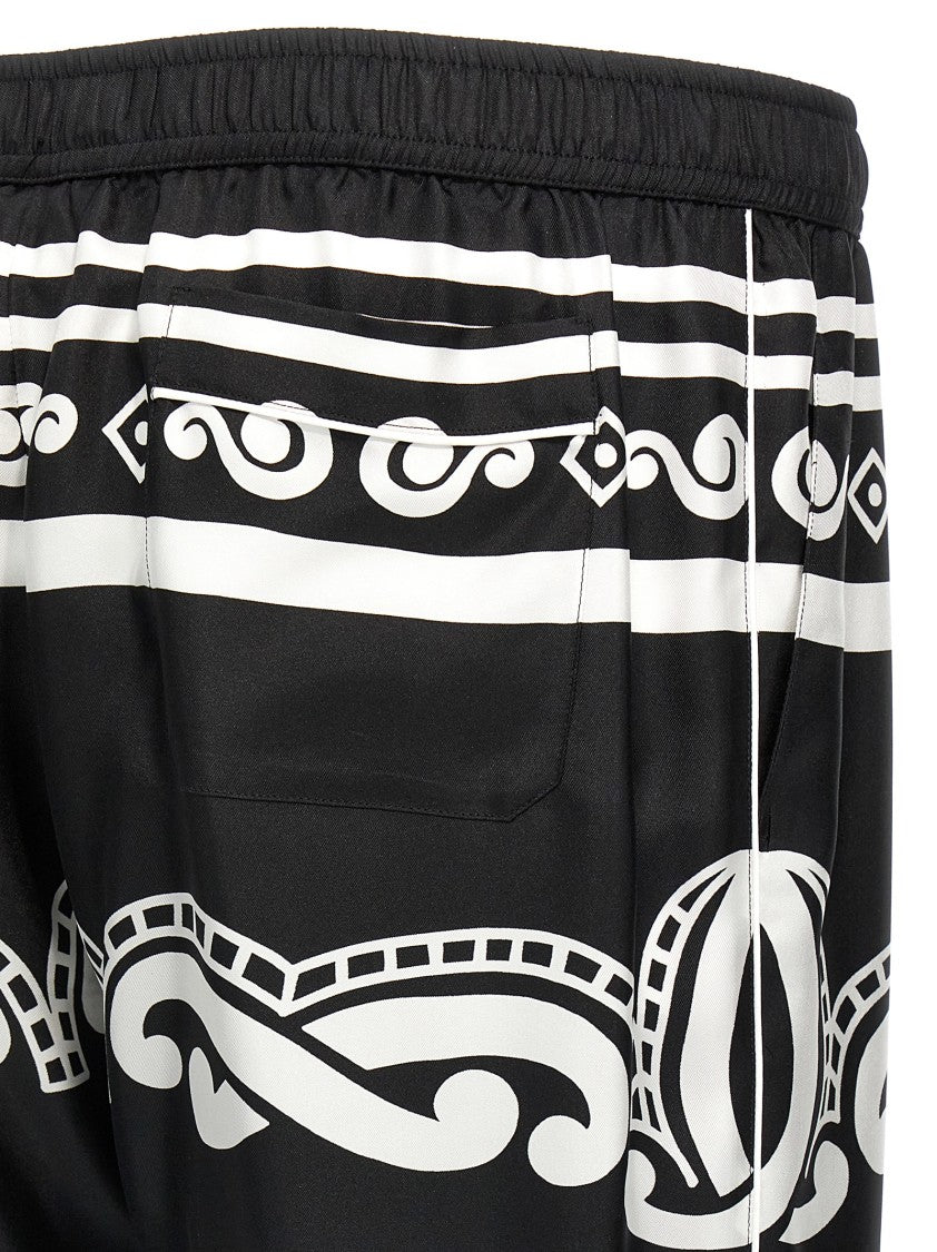 Dolce & Gabbana Bandana-Print Silk Pajama Pants With Contrast Piping