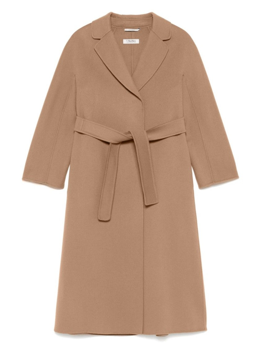 Max Mara Beige Long Coat With Notched Lapels